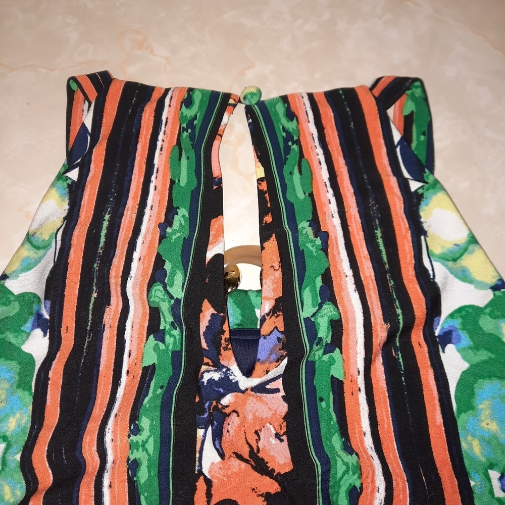 Chetta B Green and Orange Floral Midi Dress - Picture 9 of 10